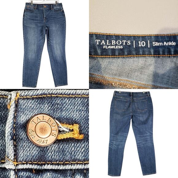 Talbots Jeans Womens Flawless Slim Ankle Blue Size 10 Stretch High Rise - Picture 1 of 8